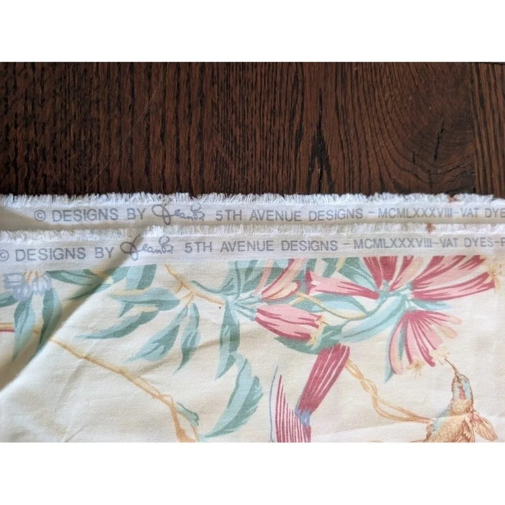 Jean B 5th Avenue Floral Bird Fabric 2 Yard 79x54 Polished Curtain Panel Cottage